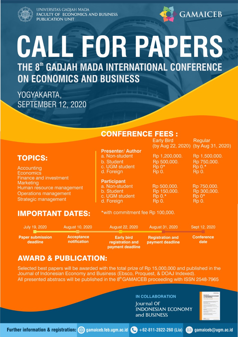 Call for Papers Gadjah Mada International Conference on Economics and