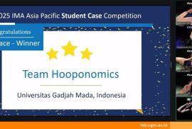 Tim Hooponomics FEB UGM berfoto bersama usai menjuarai 2025 Asia Pacific Student Case Competition yang diadakan IMA.