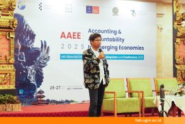 Professor Mahfud Solihin presents research findings on managerial ability, sustainability ethics, and earnings management practices in Indonesia at the AAEE Conference 2025.